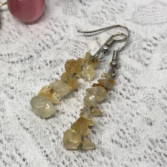 HUGE bundle lot 7 beaded glass/cat's eye gemstone/stone earrings dangle drop. - Picture 3 of 6